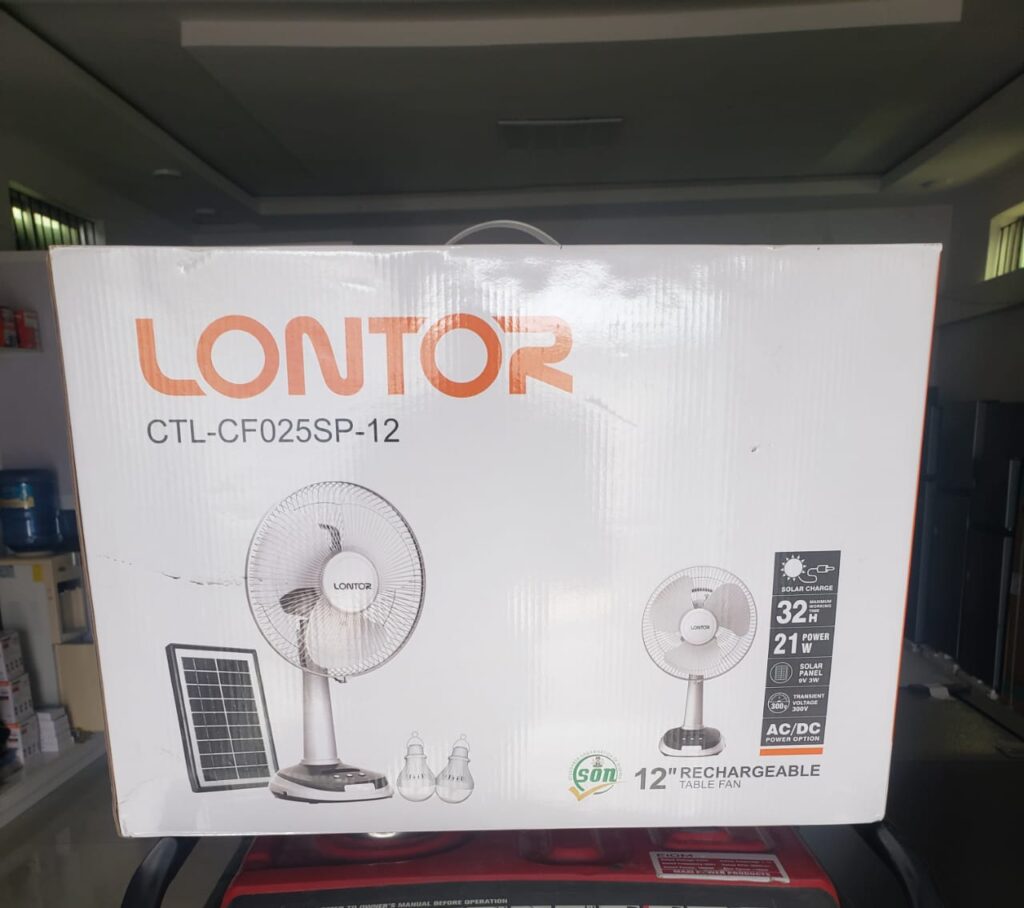 12 Inches Table Solar fan from Lontor. Price