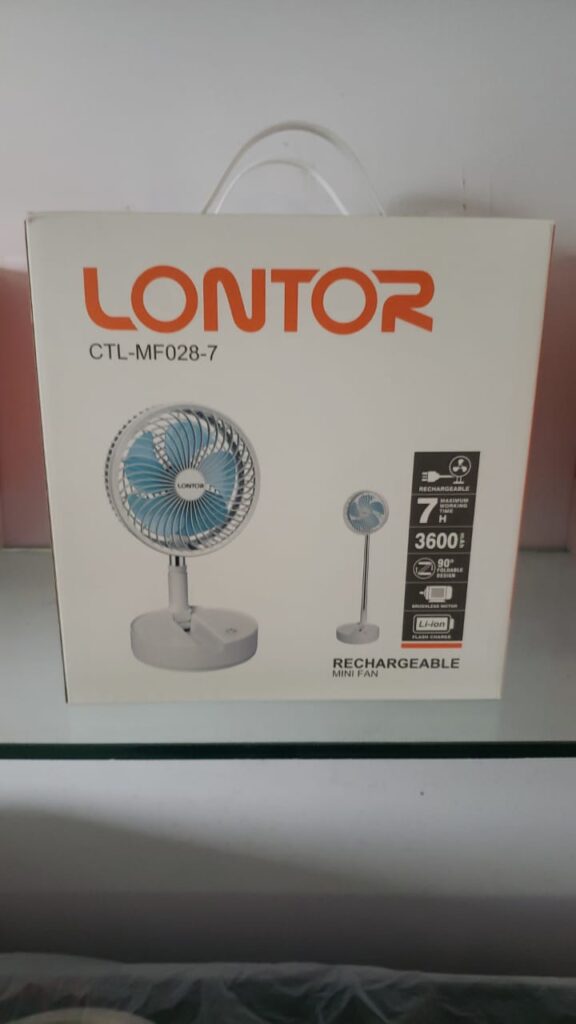 7 Inches Lontor Rechargeable Table Fan ( adjustable Length )